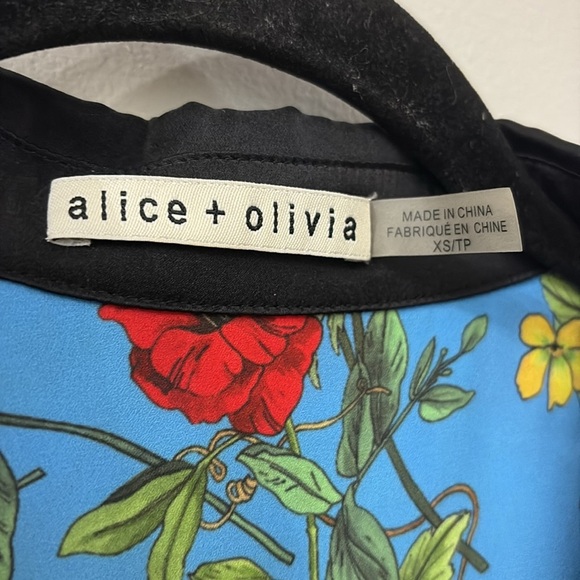 Alice + Olivia Asymmetrical Blue and White Floral Dress - silk blend - XS - Picture 2 of 7